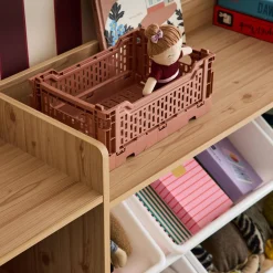 Kinderopbergmeubel met 9 opbergbakken, 4 planken, 1 deur