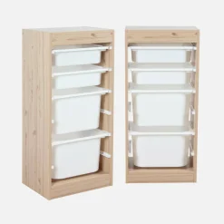 Kinder opbergmeubel met 4 opbergbakken (Set van 2)