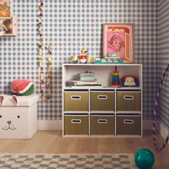 Kinderopbergmeubel met 6 plantenvezelmanden