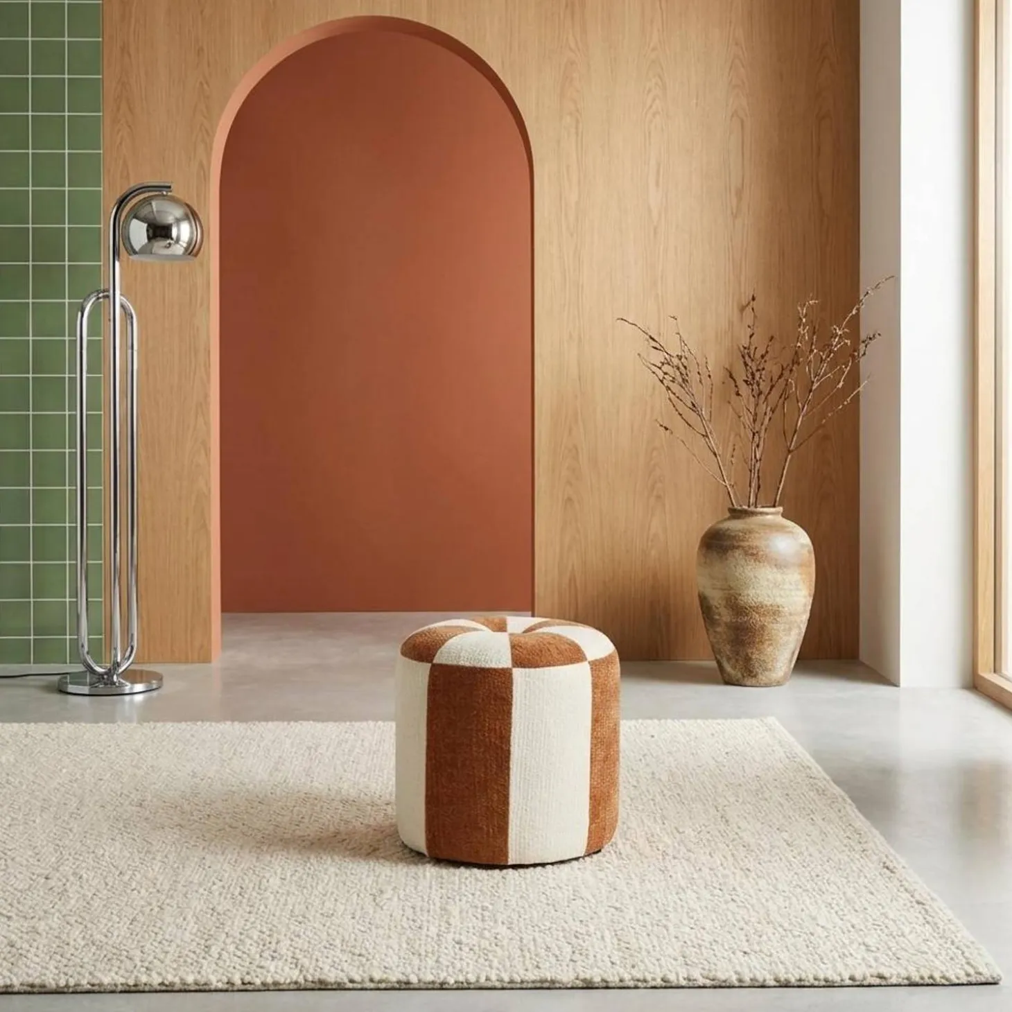 Kinderpoef chenille stof