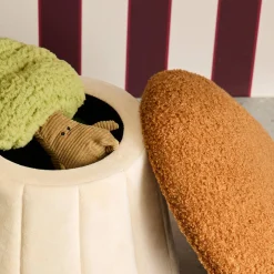 Kinderpoef paddenstoel met opbergruimte teddy en fluweel