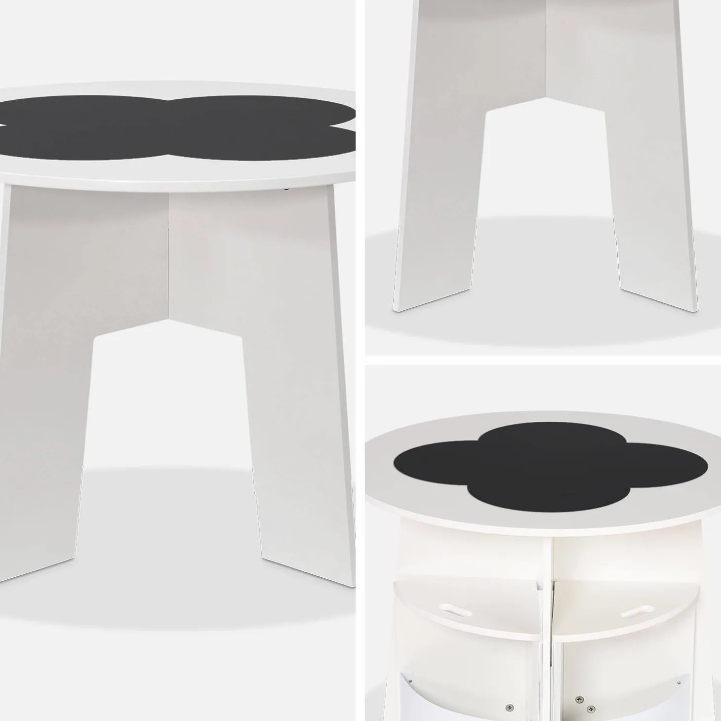 Kindertafel en 4 stoelen met leisteen effect