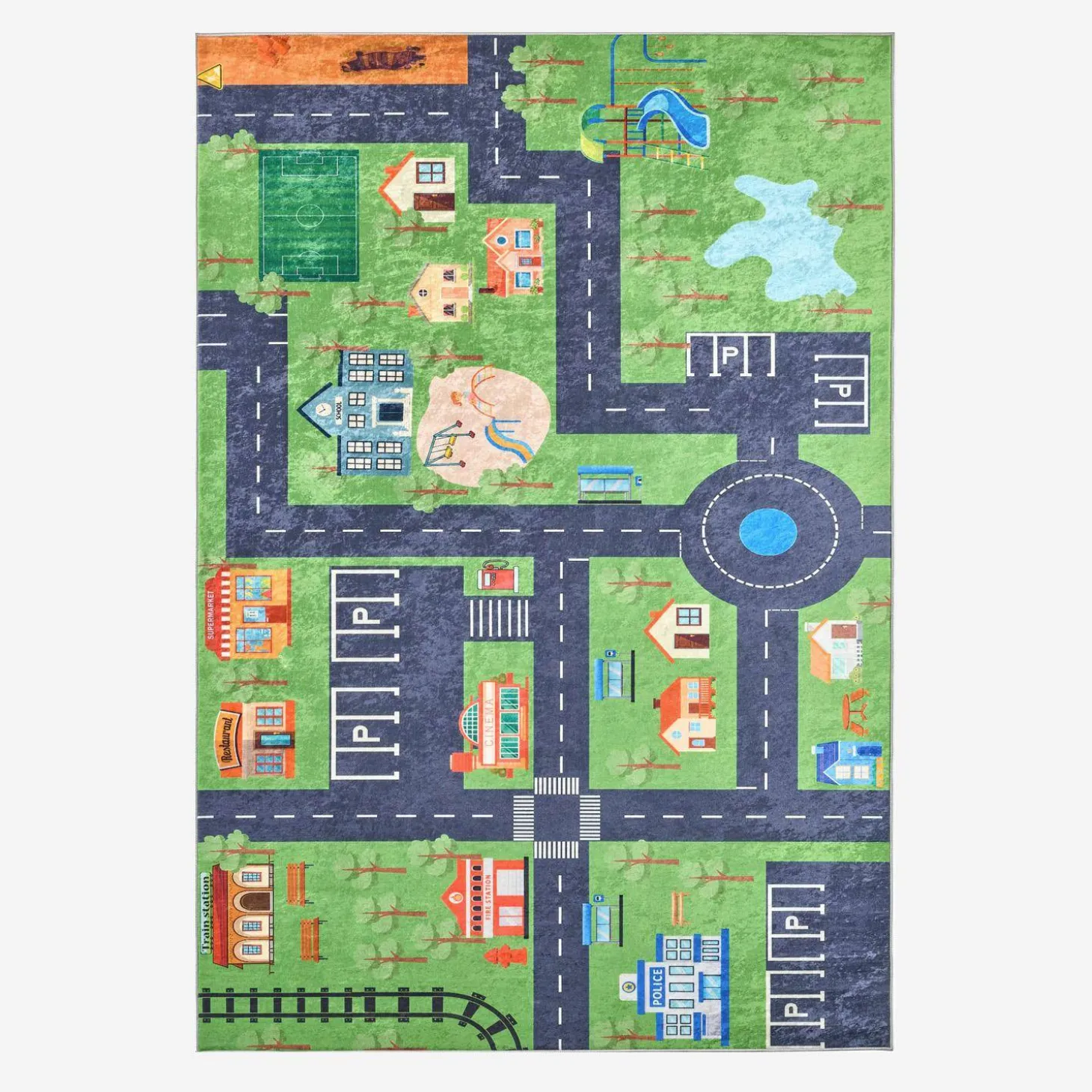 Kindertapijt voor binnen met mini-stad print