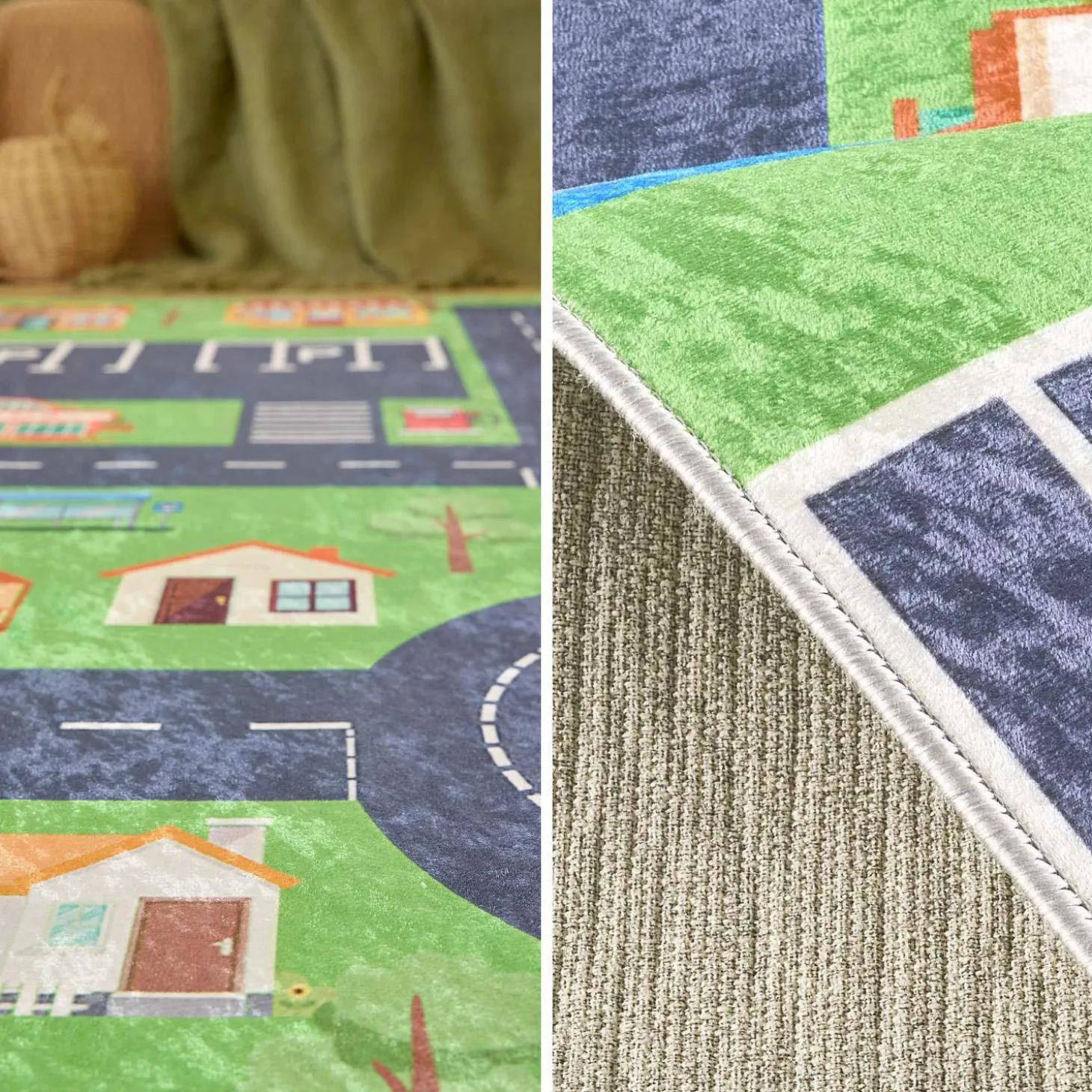 Kindertapijt voor binnen met mini-stad print