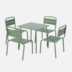 Kindertuinset, tafel en metalen stoelen voor 4