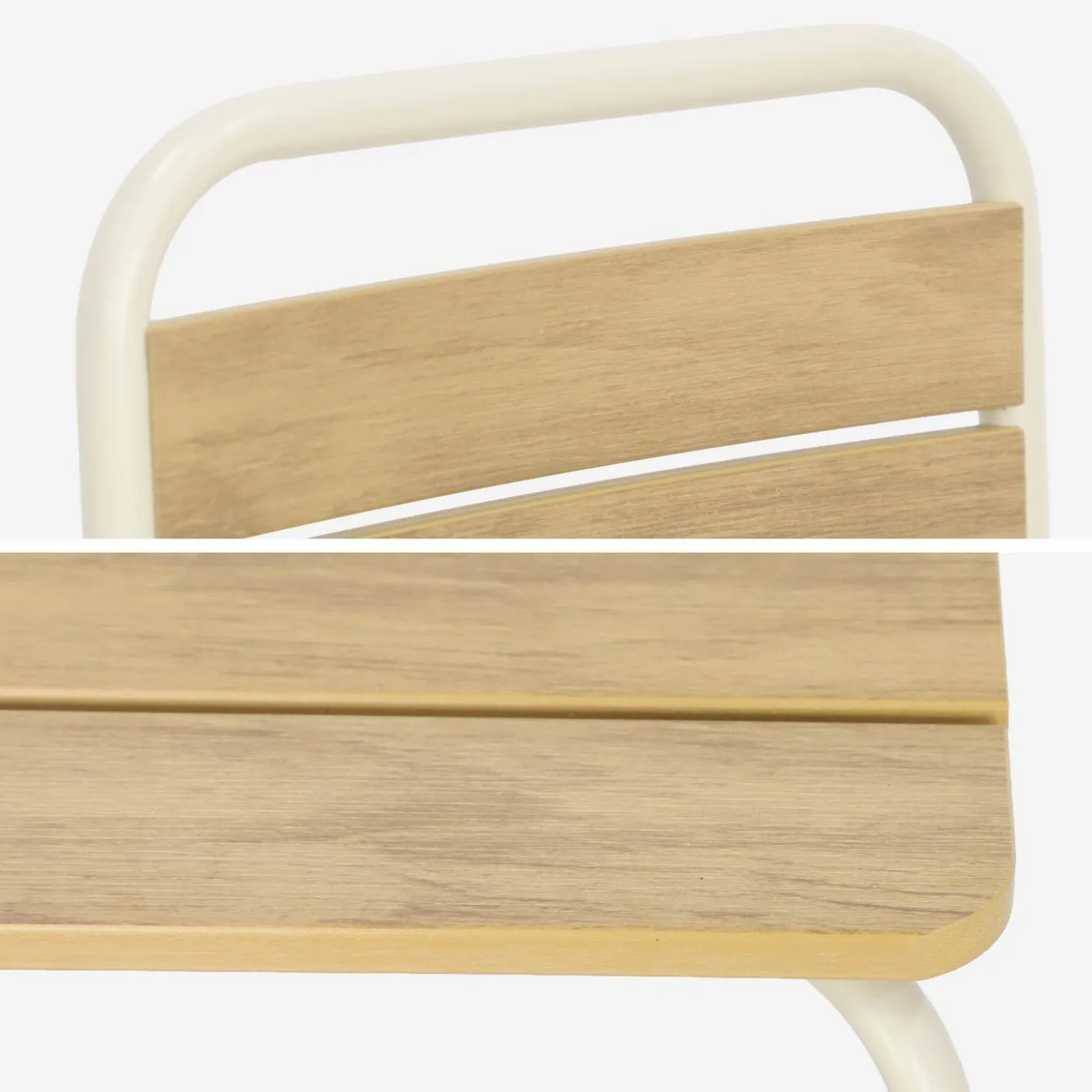 Kindertuintafel van staal en houtdecor met 4 stoelen