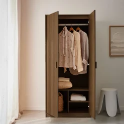 Kledingkast 2 deuren hangedeelte en 3 vakken 80cm