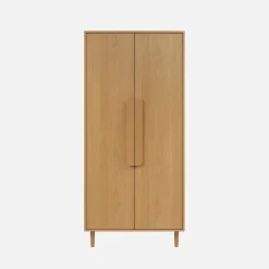 Kledingkast houtdecor 2 deuren, plank en hangruimte 80cm