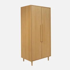 Kledingkast houtdecor 2 deuren, plank en hangruimte 80cm
