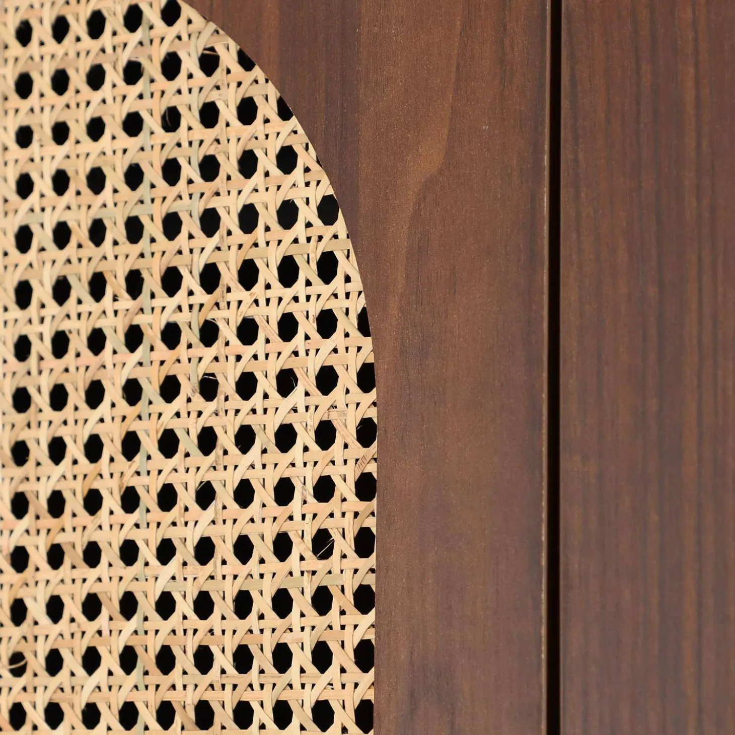 Kledingkast houteffect en rotan 2 deuren en 2 lades 80cm