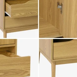 Kledingkast met 2 deuren 2 lades hangruimte houtdecor 90cm