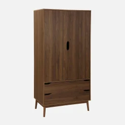 Kledingkast met 2 deuren 2 lades hangruimte houtdecor 90cm
