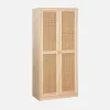 Kledingkast met 2 deuren rotan en houteffect 80cm