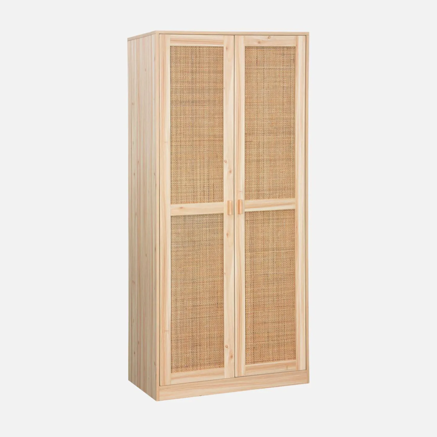 Kledingkast met 2 deuren rotan en houteffect 80cm