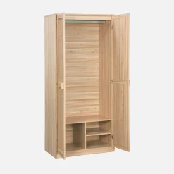 Kledingkast met 2 deuren rotan en houteffect 80cm