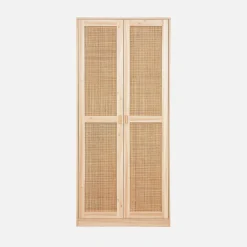 Kledingkast met 2 deuren rotan en houteffect 80cm