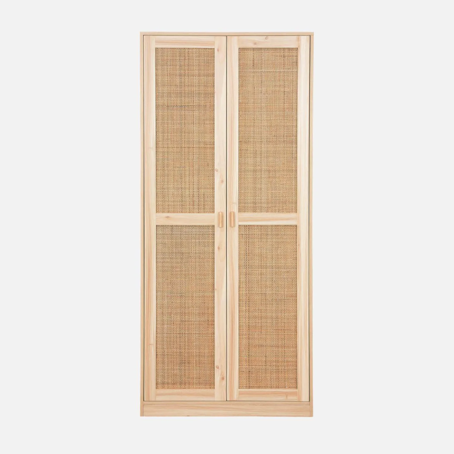 Kledingkast met 2 deuren rotan en houteffect 80cm