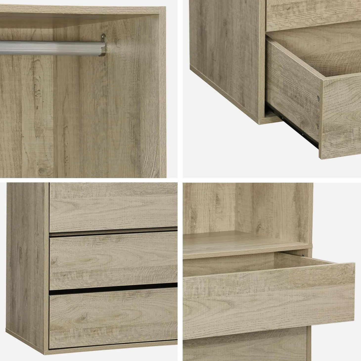 Kledingkast module hangruimte en 4 lades 80cm