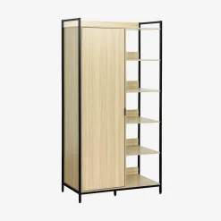Kledingkast module met 1 deur hangruimte en planken 100cm