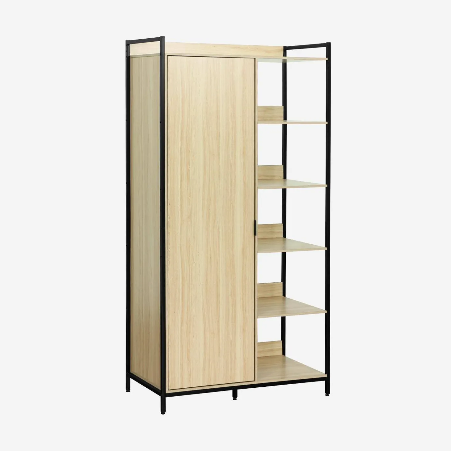 Kledingkast module met 1 deur hangruimte en planken 100cm