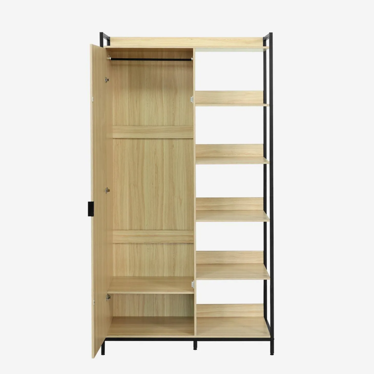 Kledingkast module met 1 deur hangruimte en planken 100cm