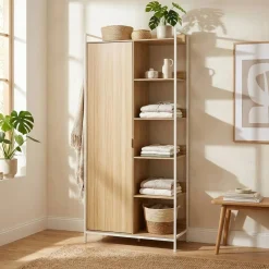 Kledingkast module met 1 deur hangruimte en planken 100cm