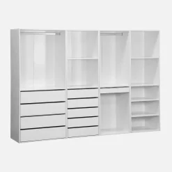 Kledingkast 4 modules modulair 9 lades hangruimtes en vakken