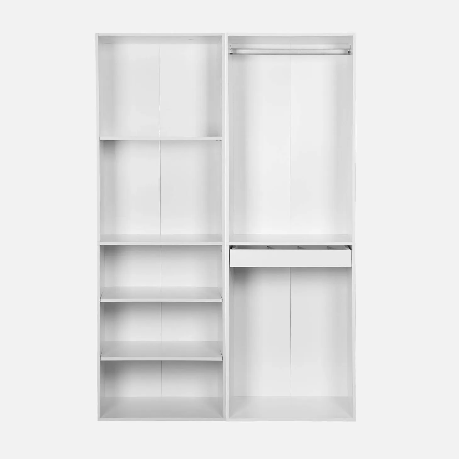 Kledingkast 2 modules modulair hangruimtes en vakken
