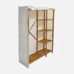 Kledingkast van bamboe met hangruimte en 3 planken 110cm