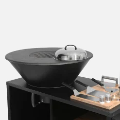 Kookvuurschaal Ø80cm met opbergruimte deksel en kookgerei