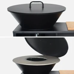 Kookvuurschaal Ø80cm met opbergruimte en deksel
