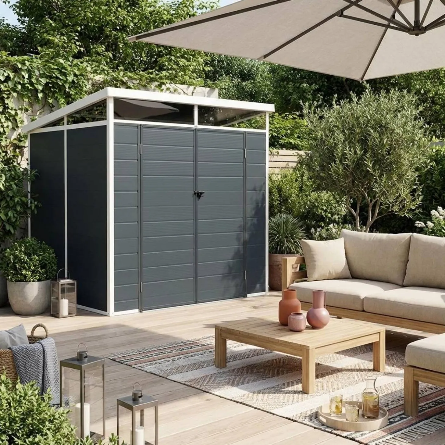 Kunststof tuinhuisje met aluminium frame 4,55 m²