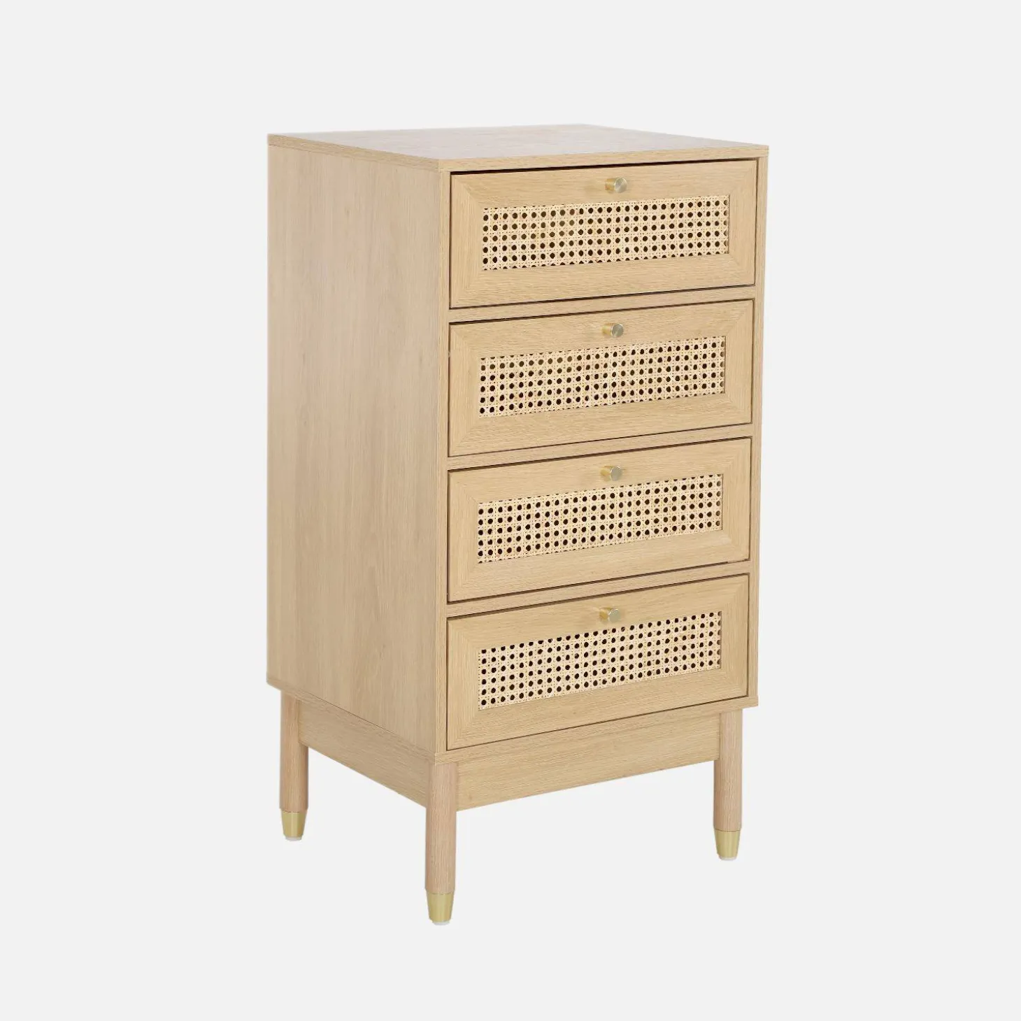 Ladekast houteffect en rotan 4 lades 50cm
