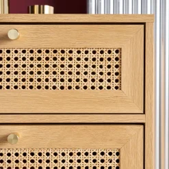 Ladekast houteffect en rotan 4 lades 50cm