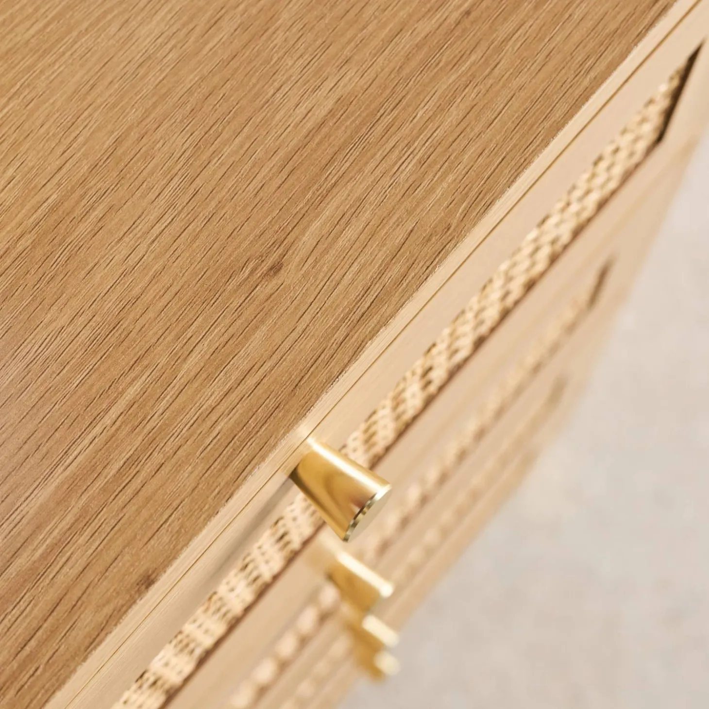 Ladekast houteffect en rotan 4 lades 50cm