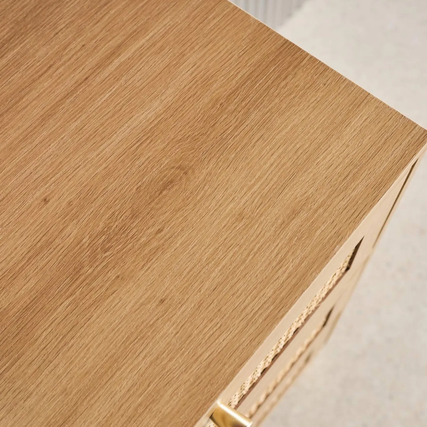 Ladekast houteffect en rotan 3 lades 90cm