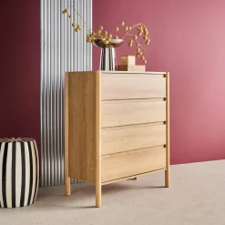 Ladekast houteffect 4 lades 80cm