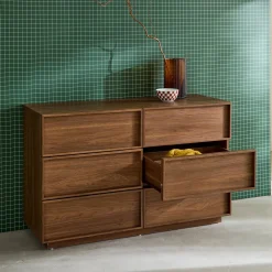 Ladekast houtlook met 6 lades 120cm