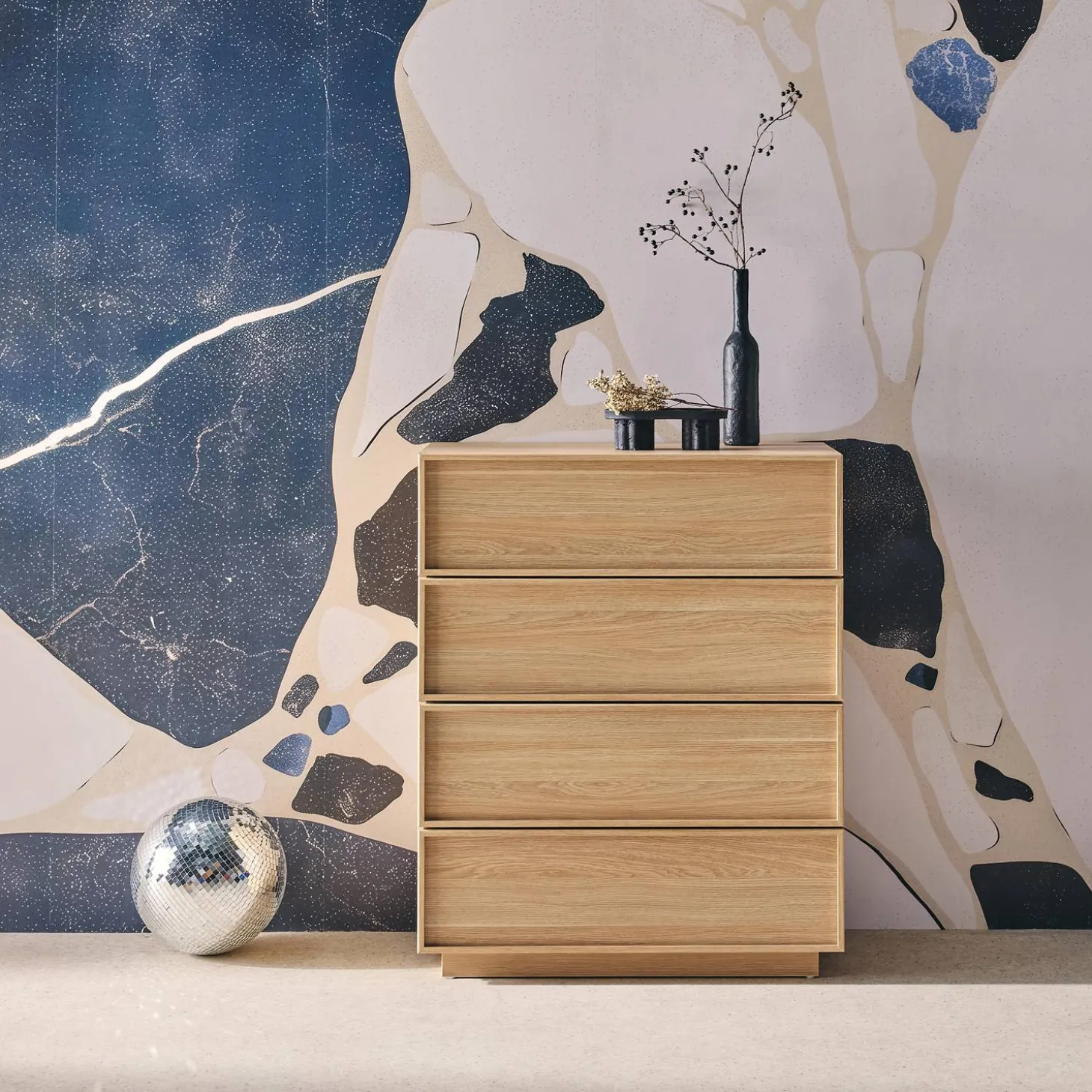 Ladekast houtlook met 4 lades 80cm