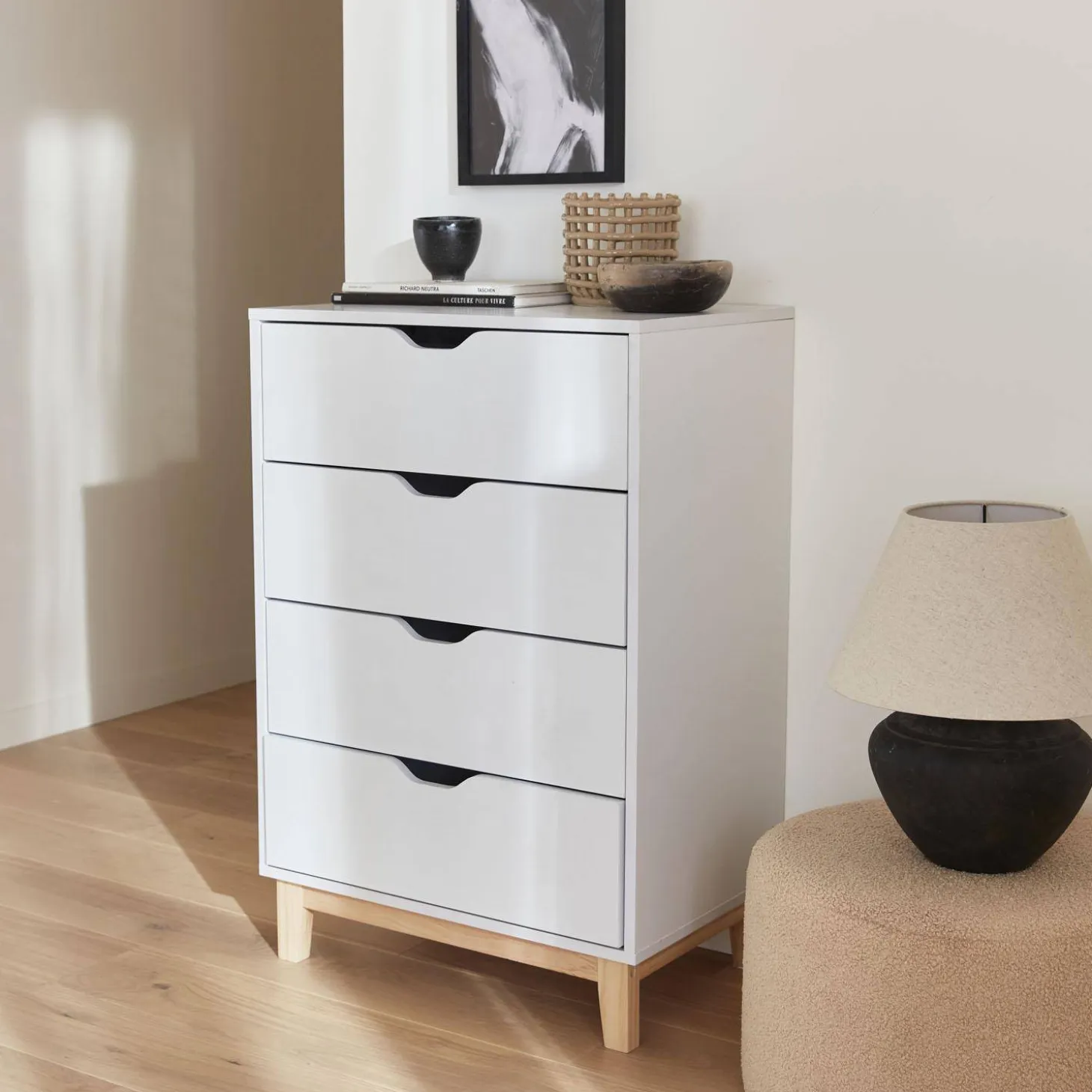 Ladekast 4 lades houtdecor 60cm
