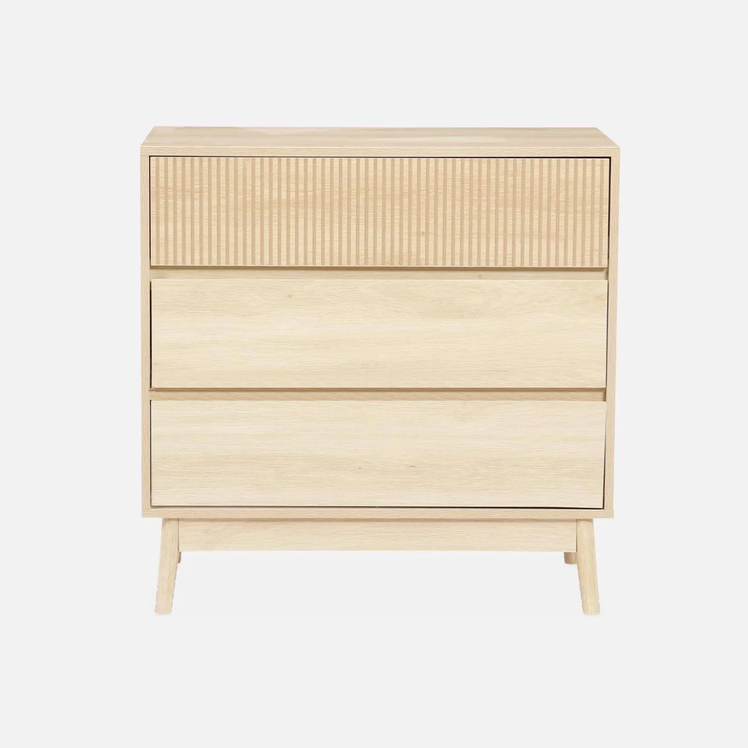 Ladekast 3 lades houtdecor deels gegroefd 80cm