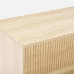 Ladekast 3 lades houtdecor deels gegroefd 80cm
