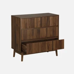 Ladekast 3 lades houtdecor deels gegroefd 80cm