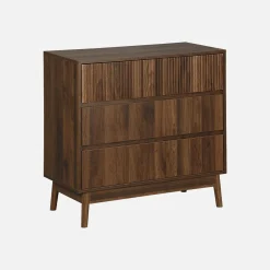 Ladekast 3 lades houtdecor deels gegroefd 80cm