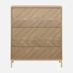 Ladekast 4 lades houtdecor visgraatmotief 80cm