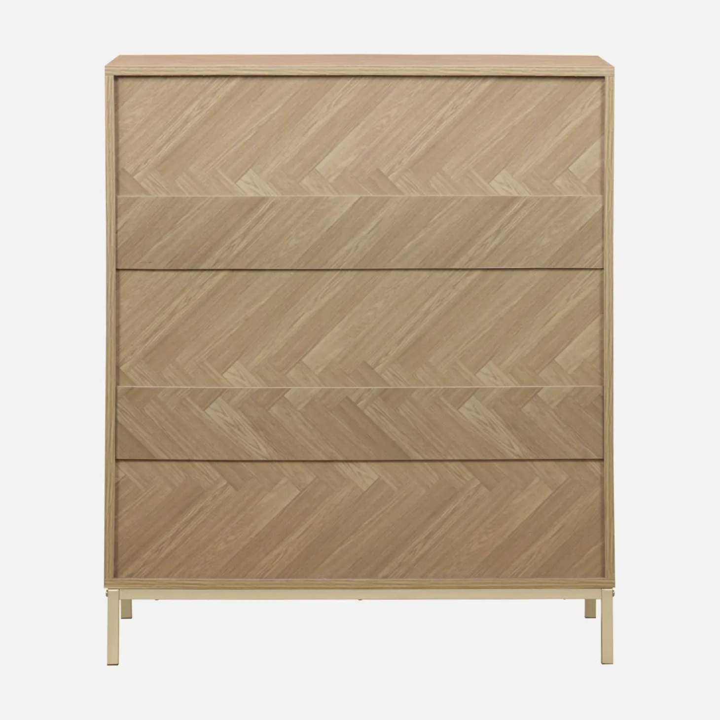 Ladekast 4 lades houtdecor visgraatmotief 80cm