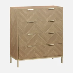 Ladekast 4 lades houtdecor visgraatmotief 80cm