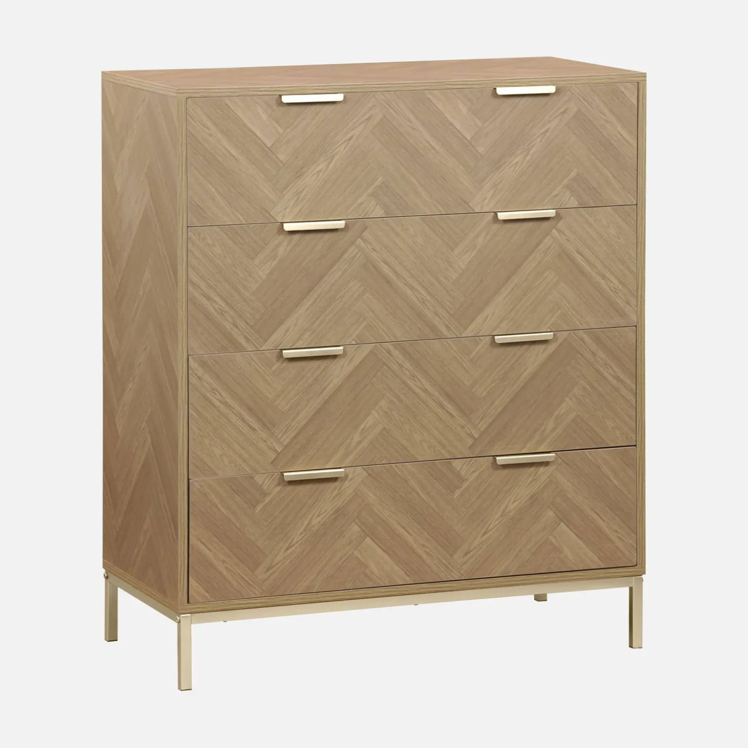 Ladekast 4 lades houtdecor visgraatmotief 80cm