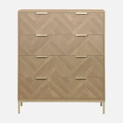 Ladekast 4 lades houtdecor visgraatmotief 80cm