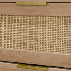 Ladekast 6 lades houtlook en rotan 120cm